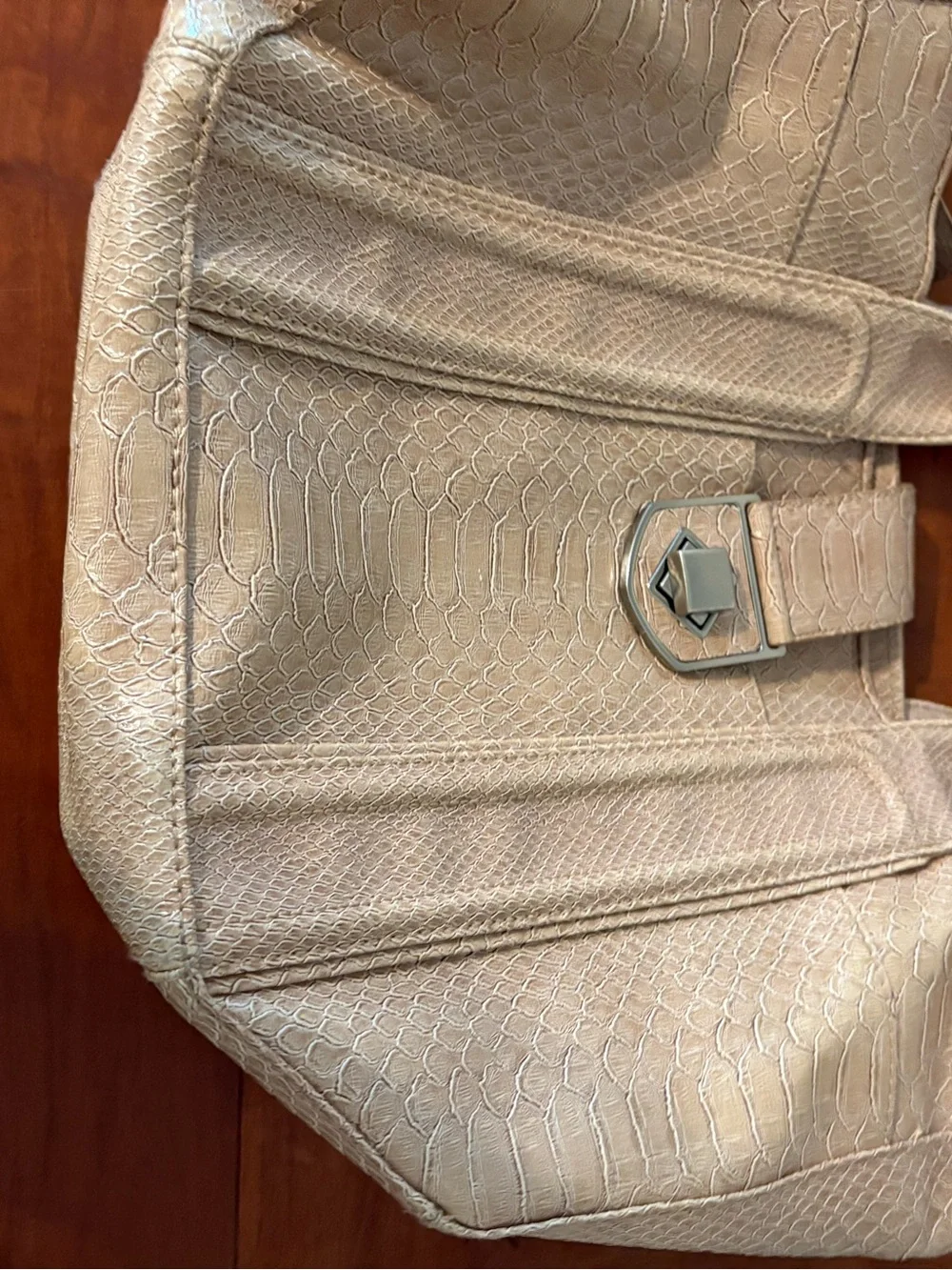 Tan Faux Snakeskin Oversized Hobo Shoulder Bag Y2K vegan leather